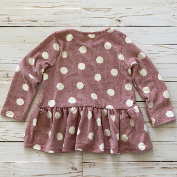 Girls Mauve & Cream Long Sleeve PolkaDit Tunic Top - Picture 5 of 5